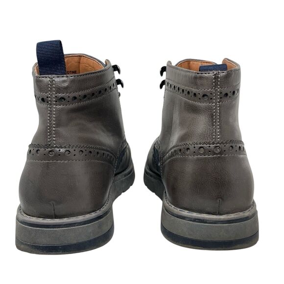 Steve Madden‎ Ankle Boots Mens 9.5 Gray Leather Lace Up Brogue Minimalist Botine main image 4